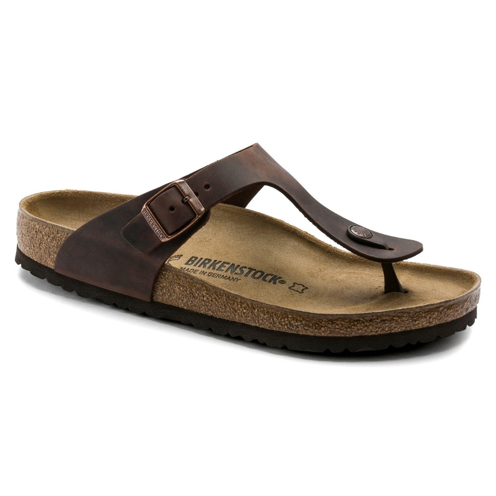 Birkenstock Gizeh Oiled Leather Narrow Sandals - Brown